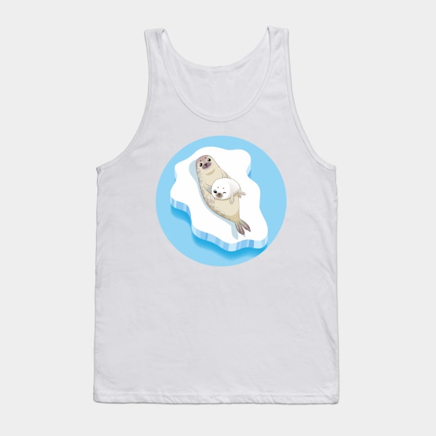 Cute seals family cartoon character design. vector Illustration. Tank Top by tomodaging